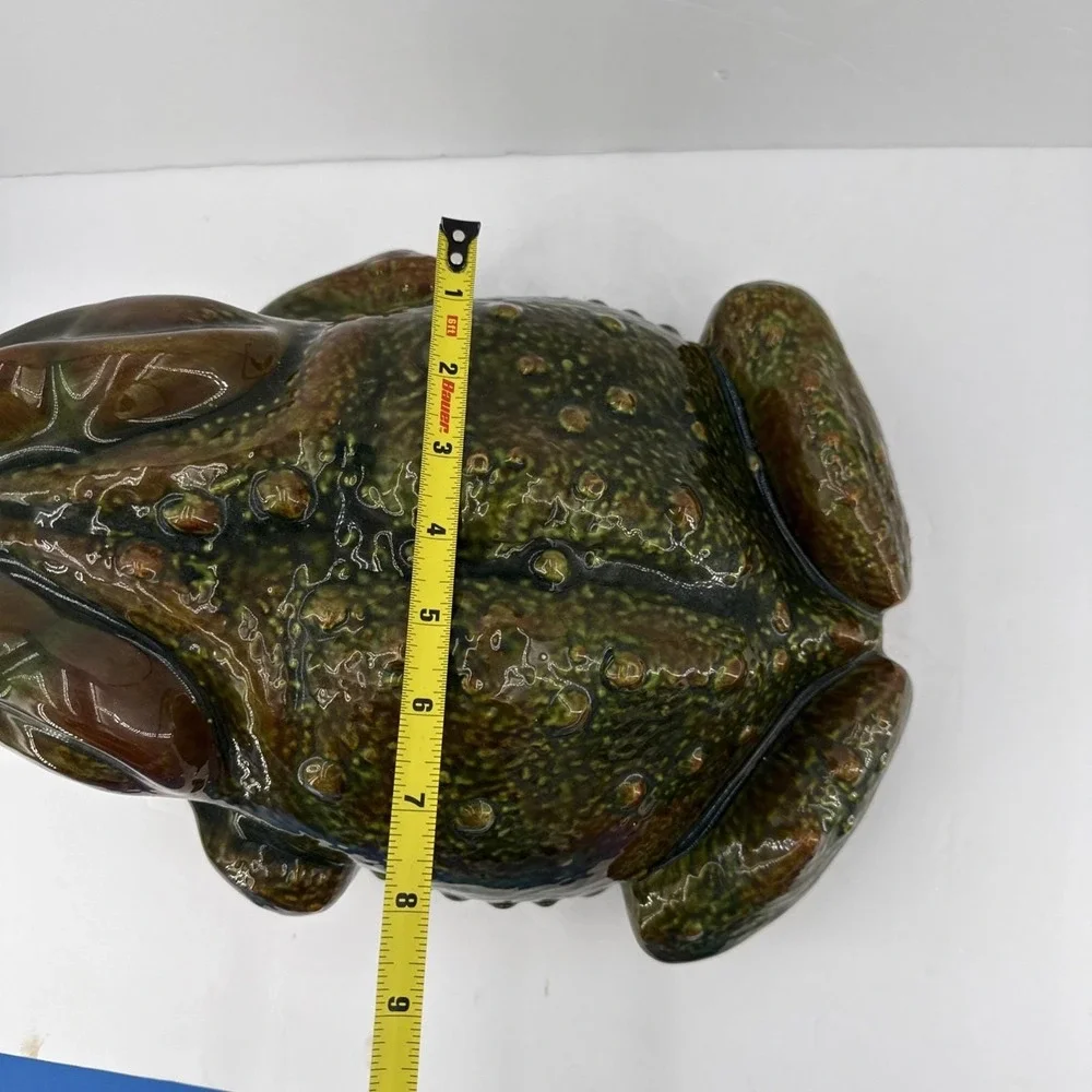 Vintage Arnel's ? XLarge Ceramic Frog Toad Garden Decor Green Figurine
